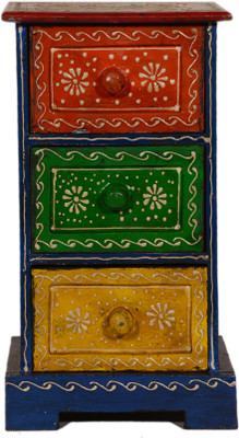 

AKHANIHANDICRAFTS Akhani Handicrafts Multicolor Hand Painted Wooden Box With 3 Drawer Decorative Box Vanity Box(Multicolor)