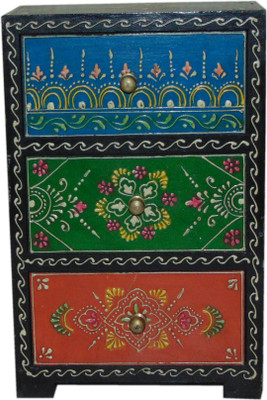 

AKHANIHANDICRAFTS Akhani Handicrafts Multicolor Wooden Hand Painted Box With 3 Drawer Decorative Box Vanity Box(Multicolor)
