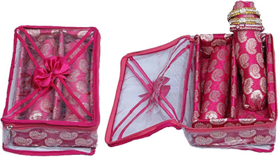 

Kuber Industries 2 Roll Brocade Bangle box With Hard Board Support Set of 2 Pcs Pink (Code-COM008) Jewellery Vanity Box(Pink)