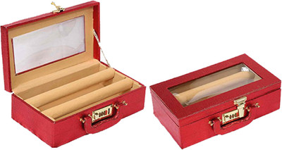 

Kuber Industries Bangle Box Two Roll With Lock in Hard Board (Red) Set of 2 Pcs (Code-COM031) Jewellery Vanity Box(Red)