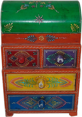 

AKHANIHANDICRAFTS Akhani Handicrafts Multicolor Wooden Hand Painted Box With 4 Drawer Decorative Box Vanity Box(Multicolor)