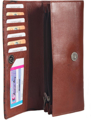 

Chevron Women Brown Genuine Leather Wallet(7 Card Slots)