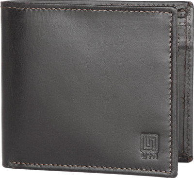 

U+N Men Black Genuine Leather Wallet(6 Card Slots)