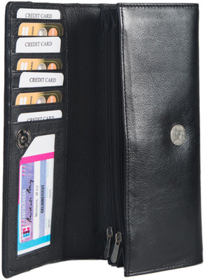

Chevron Women Black Genuine Leather Wallet(7 Card Slots)