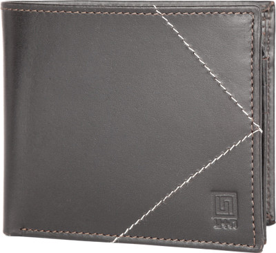 

U+N Men Black Genuine Leather Wallet(6 Card Slots)