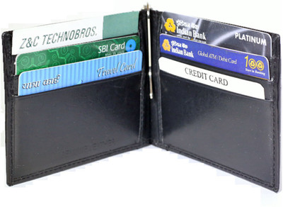 

NUKAICHAU Men Black Genuine Leather Money Clip(6 Card Slots)