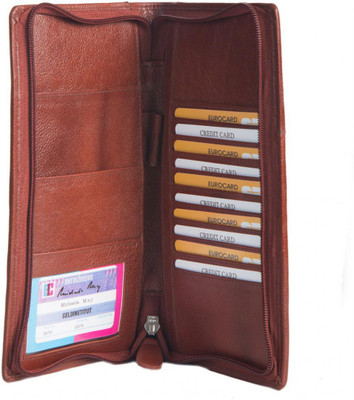 

Chevron Women Casual Brown Genuine Leather Wallet(15 Card Slots)