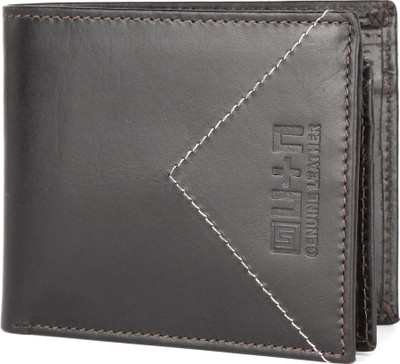

U+N Men Black Genuine Leather Wallet(6 Card Slots)