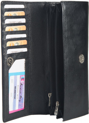 

Chevron Women Black Genuine Leather Wallet(7 Card Slots)