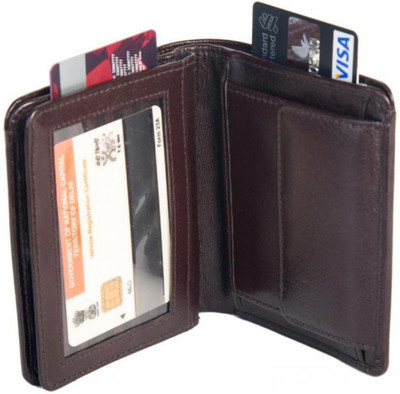 

Chevron Men Brown Genuine Leather Wallet(3 Card Slots)