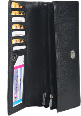 

Chevron Women Black Genuine Leather Wallet(7 Card Slots)