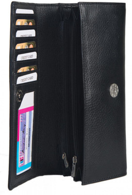 

Chevron Women Black Genuine Leather Wallet(7 Card Slots)