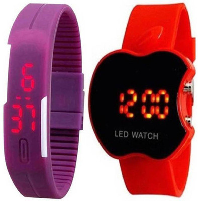 

Talgo New Arrival 2018 Red Robin Season Special RRALEDPLAPPLERDS New Special CollectioN Led Purple Rectangle Dial & Purple Rubber Belt And Black Apple Shape Dial & Red Rubber Belt Atrractive And Comfertable Strap (Combo Of 2) RRALEDPLAPPLERDS Watch - For 