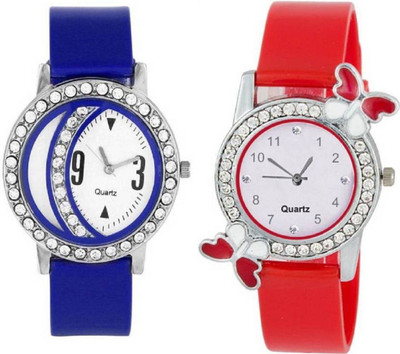 

KDS New Stylish Blue Diamond Red Butterfly Dial Girls Watch - For Men & Women Watch - For Women