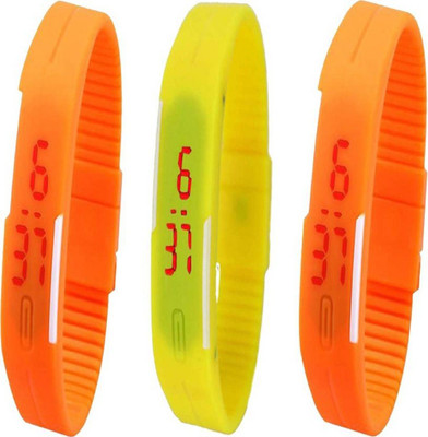 

Talgo New Arrival 2018 Red Robin Season Special RRSLEDOR2YL New Special Collection Led Digital Orange ,Yellow Rectangle Dial And Orange ,Yellow rubber Belt & Atrractive And Comfertable Strap (Combo Of 3) RRSLEDOR2YL Watch - For Boys