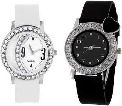 

KDS New Fancy Designer Black & White Diamond Men & Women Watch - For Girls Watch - For Women