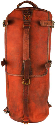 

echo (Expandable) 22” Genuine Leather Brown Duffel Bag Cum Backpack/ Travel bag Use Daily Travel Duffel Bag(Brown)