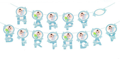 

AMFIN Happy Birthday banner For Boys / Happy Birthday Banner with Name / birthday party decoration Materials - Blue & White Banner(3 ft, Pack of 1)