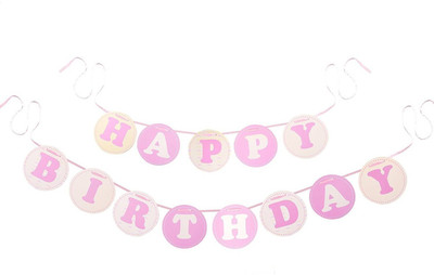 

AMFIN Happy Birthday Banner With Name For Girls Birthday Party/ birthday party decoration, Pink & White Banner(3 ft, Pack of 1)