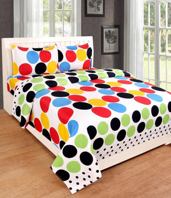 

Vrinda Home Décor 200 TC Cotton Double Polka Bedsheet(Pack of 3, Multicolor)