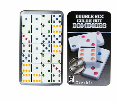 

Xerobic Double 6 Color Dot Dominoes, Set Of 28 Dominos Game Bright Colored Dots Puzzle Game For Family Board Game