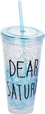 

Continental Attractive Acrylic Frosty Mason Jar Ice Cup with strew and lid 650 ml Sipper(Pack of 1, Blue)