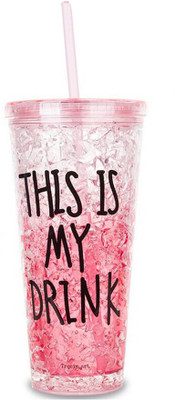 

Continental Frosty Mason Jar Ice Cup with strew and lid 650 ml Sipper(Pack of 1, Red)