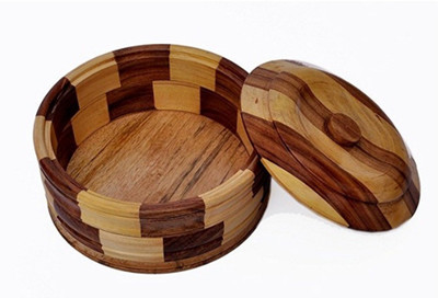 VROY@LS PRIDE Royal Wooden Casserole / Hot Box / Chapati Box Serving Bowl with Lid 9 Inches (LARGEST SIZE) Serve Casserole(147 ml)