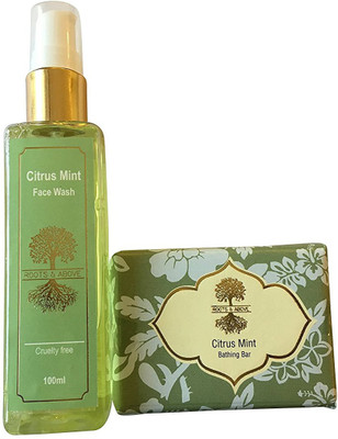 

Roots and Above Citrus Mint Glycerine Bathing Bar 100g and Citrus Mint Natural Face wash 100ml(Set of 2)