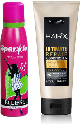 

Oriflame Sweden HairX Ultimate Repair Conditioner 200ml (32999) With one sparkle perfume spray 150 ml(Set of 2)