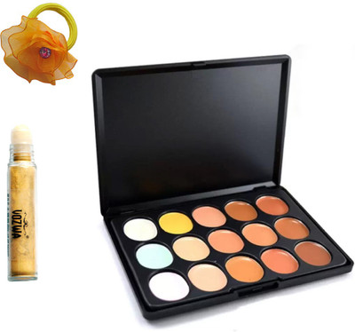 

Vozwa Golden Roll on Shimmer Powder, 15 Color Contour Cream Concealer and Band(Set of 3)