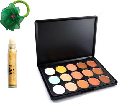 

Vozwa Golden Roll on Shimmer Powder, 15 Color Contour Cream and Band(Set of 3)