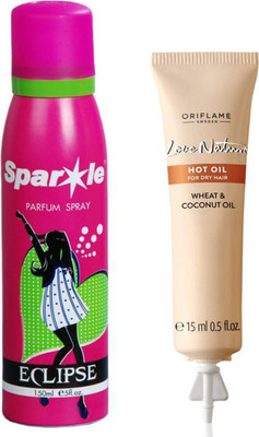 

Oriflame Sweden Love Nature Hair Oil for Dry hair with Wheat & Coconut Oil 250ml (32620) With one sparkle perfume spray 150 ml(Set of 2)