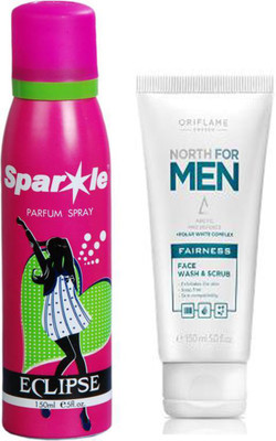 

Oriflame Sweden north for men fairness face wash 50 ml (32667) with one sparkle perfume spray 150 ml(Set of 2)