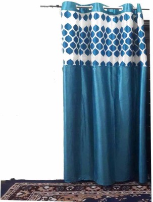 TrueValue Creations 212 cm (7 ft) Silk Blackout Door Curtain Single Curtain(Printed, Light Blue, AQUA Multicolor curtains)