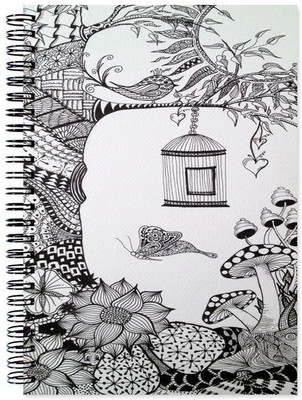 

VenTechno A5 Diary(Black and White Art Designer Wirebound Ruled Paper Sheets Personal and Office Stationary Notebooks Diary, Multicolor)