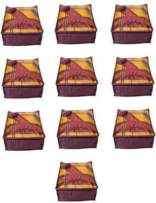 Addyz Quilted Pack of 10 Pieces 5 inch Satin Transparent Saree Cover Salwar Suit Kamiz Garment Cover(Purple)