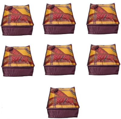 

Addyz Quilted Pack of 7 Pieces 5 inch Satin Transparent Saree Cover Salwar Suit Kamiz Garment Cover(Purple)