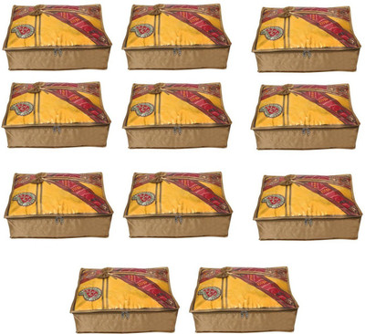 

Addyz Quilted Pack of 11 Pieces 5 inch Satin Transparent Saree Cover Salwar Suit Kamiz Garment Cover(Beige)