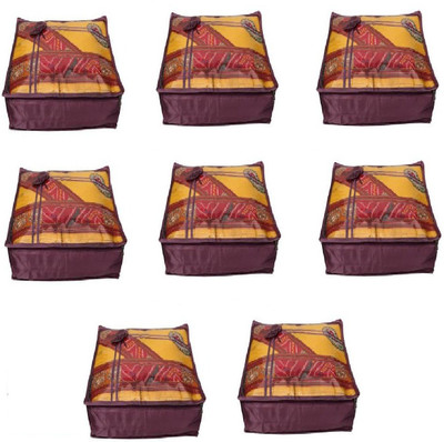

Addyz Quilted Pack of 8 Pieces 5 inch Satin Transparent Saree Cover Salwar Suit Kamiz Garment Cover(Purple)