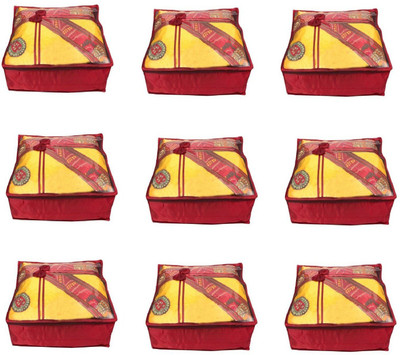 

Addyz Quilted Pack of 9 Pieces 5 inch Satin Transparent Saree Cover Salwar Suit Kamiz Garment Cover(Maroon)