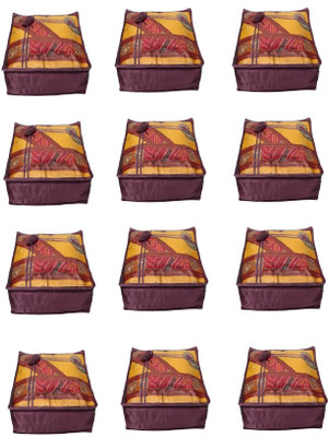 

Addyz Quilted Pack of 12 Pieces 5 inch Satin Transparent Saree Cover Salwar Suit Kamiz Garment Cover(Purple)
