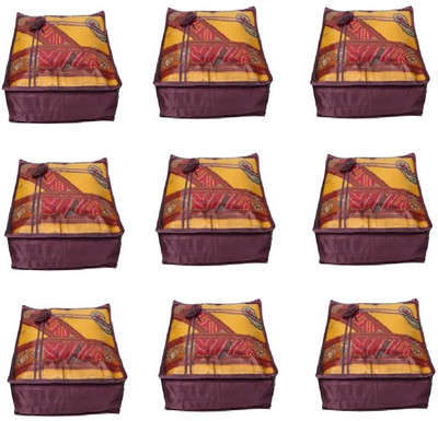 

Addyz Quilted Pack of 9 Pieces 5 inch Satin Transparent Saree Cover Salwar Suit Kamiz Garment Cover(Purple)