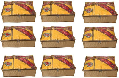 

Addyz Quilted Pack of 9 Pieces 5 inch Satin Transparent Saree Cover Salwar Suit Kamiz Garment Cover(Beige)
