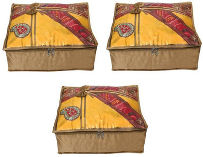 

Addyz Quilted Pack of 3 Pieces 5 inch Satin Transparent Saree Cover Salwar Suit Kamiz Garment Cover(Beige)