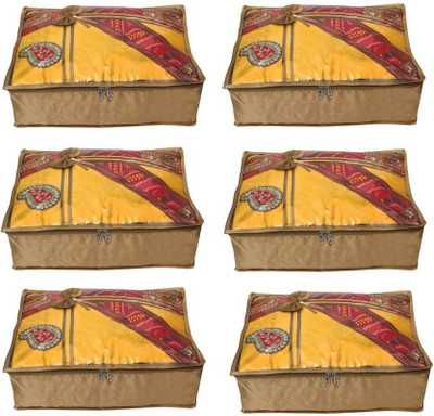 

Addyz Quilted Pack of 6 Pieces 5 inch Satin Transparent Saree Cover Salwar Suit Kamiz Garment Cover(Beige)