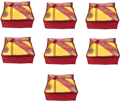 

Addyz Quilted Pack of 7 Pieces 5 inch Satin Transparent Saree Cover Salwar Suit Kamiz Garment Cover(Maroon)