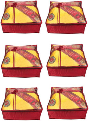 

Addyz Quilted Pack of 6 Pieces 5 inch Satin Transparent Saree Cover Salwar Suit Kamiz Garment Cover(Maroon)