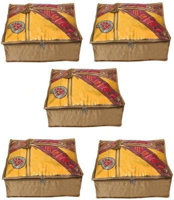 

Addyz Quilted Pack of 5 Pieces 5 inch Satin Transparent Saree Cover Salwar Suit Kamiz Garment Cover(Beige)