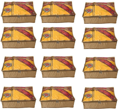 

Addyz Quilted Pack of 12 Pieces 5 inch Satin Transparent Saree Cover Salwar Suit Kamiz Garment Cover(Beige)